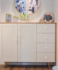 Snag These Knockout Hand Painted Ceramic Knobs Six Piece Set For Kitchen Cabinets Dressers showcased on a modern cabinet.