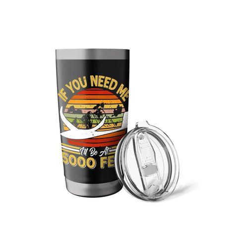 Soaring Sailplane Pilot Insulated Stainless Steel Tumbler For Aviation Enthusiasts And Glider Lovers Keeps Coffee Cold On The Fly High Gift For Flight Junkies with black finish and BPA-free lid, showcasing a sunset design