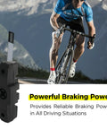 Two Pairs Bicycle Brake Pads Replacement For HS11 HS22 HS24 HS33, close-up of pad and cyclist demonstrating braking power