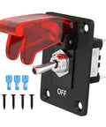 12V DC 20A Lighted Toggle Switch 3 Pin On Off SPST LED Illuminated With Mounting Panel And Aircraft Safety Cover