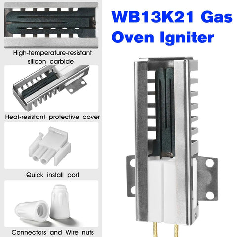 Oven Igniter Replacement For Gas Ranges Fits Most Models Replaces 5303935066 WB13K21 with connectors and protective cover.