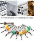 10Pcs Micro Twist Bit Set With Tungsten Steel Bits For PCB Repair And Circuit Board Engraving Straight Handle Mini Drill Bits 2.1 To 3.0 mm Spiral Bit Kit With Precision Loop Pro Grade Durable And Sharp displayed in various sizes with colorful rings