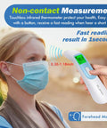 Non Contact Baby Ear And Forehead Infrared Thermometer For Busy Moms And Dads With 1 Second Reading Auto Switch Between Ear And Forehead 4 Color Backlight Fever Indicator Fast Accurate Temperature For Home Use, forehead mode