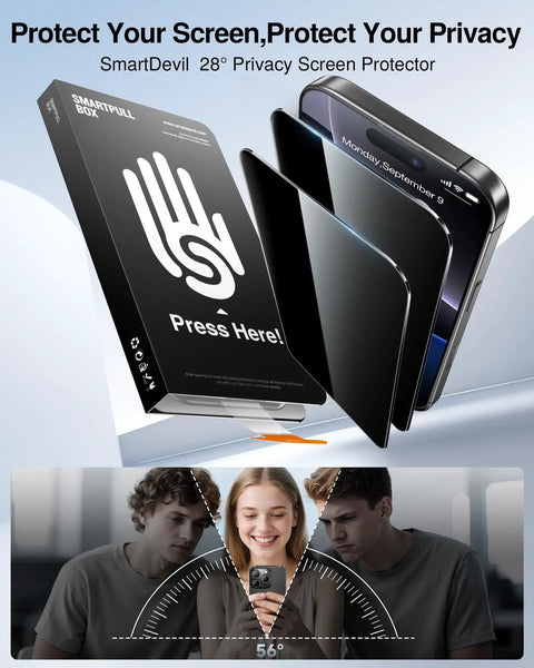 2 Pack Privacy Screen Protector For iPhone 16 Pro Max No Peeking Privacy Filter Anti Spy Tempered Glass 9H Hardness