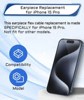 Earpiece Flex Cable Replacement For iPhone 15 Pro Series A3102 A2848 A3101 A3104 - DIY Fix To Restore Crisp Calls, Accurate Ambient Light Sensor, Durable Build, Easy Install For Your Phone, shown with iPhone 15 Pro