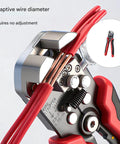 Close-up of All In One Wire Stripper And Cutter for electricians showing adaptive wire diameter feature without adjustment.