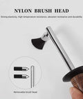 Pro Grade High Pressure Steam Coffee Brush For Espresso Machines With Anti Scalding Handle And Dual Brush Heads shown with nylon brush head.