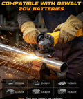 Heavy Duty Cordless Angle Grinder 4.5 Inch With Slick Brushless Motor Cranking 9300 RPM cutting steel pipe with sparks flying.