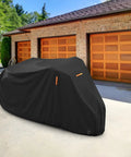 Heavy Duty Adult Tricycle Cover Tough As Nails For Three Wheel Bikes All Season Weatherproof Outdoor Storage Waterproof Dustproof Windproof Fits Mountain Road Cruiser And Some E Bikes 75L 30W 44H black 210D Oxford PU cover over trike in driveway