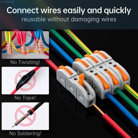 20 Pcs 1 Conductor Inline Wire Connectors For 24 To 12 AWG Circuits, Compact Splice Levers, Orange Insulated Quick Connectors For Safe Electrical Wiring And Reliable Connections
