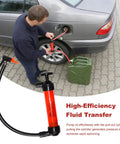Rock Solid Car Siphon Pump And Fluid Transfer Kit Extracts Gasoline And Oil Dead Simple With Heavy Duty PVC Hose in use with car.