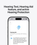 AirPods Pro 3 Wireless Earbuds With Elite Active Noise Cancellation, Hearing Aid feature displayed on smartphone screen