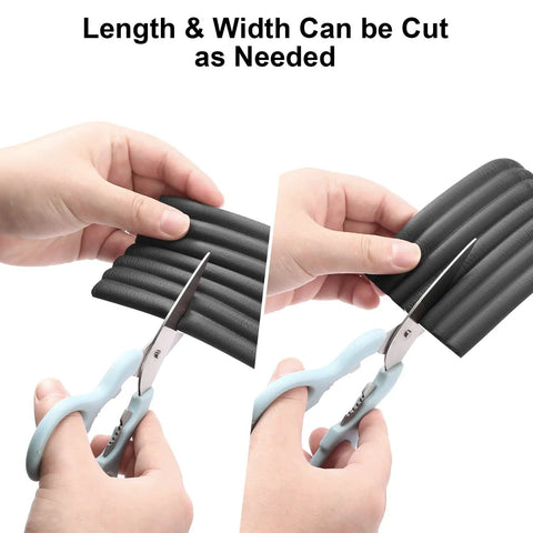 Tot Safe Edge Corner Protectors 16 Foot Ultra Plush Foam Bumpers being cut to desired length with scissors.
