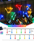 Water Drop Solar String Lights 2 Pack Outdoor Waterproof 41.6Ft Total Length 60 LED Teardrop Water Drop Lights Multicolor on fence