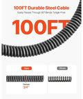 Wheeled Electric Sewer Snake Auger with 100 Feet Cable and Three Quarter Inch Width auto feed durable steel cable.