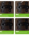 Visual guide for installing Two Pack Stainless Steel 90 Degree Barn Door Lock Bifold Flip Latch For Barn, Bathroom, Outdoor And Garage In Black Finish, Rustproof And Durable, Weather Resistant, Easy Install, Smooth Operation, Heavy Duty Security For Home