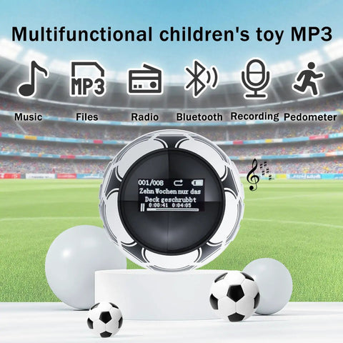 Kid Friendly Soccer Ball MP3 Player With 64GB Storage And Bluetooth 5.0 Built In Speaker FM Radio Recording Pedometer