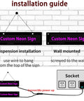 Installation guide for Pink You Are Like Really Pretty Neon Sign LED Wall Light, showing suspension and wall mount options