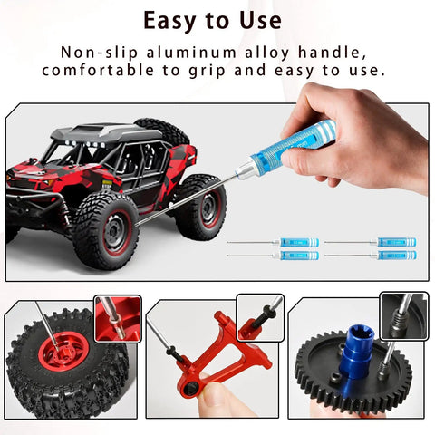 All In One RC Hex Key Driver Set With Magnetic Tips used on RC car wheels and gears for maintenance