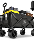 Foldable Wagon With Silent All Terrain Wheels And Brakes, Heavy Duty Beach Cart for Camping Garden Shopping and Sports with items inside