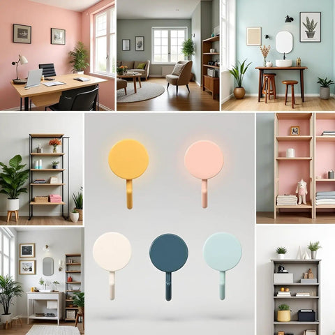 Set Of Ten Peel And Stick Wall Hooks Featuring Strong Adhesive Grip Easy Peasy Peel Backing For Bathroom Organization Decorative Cute Designs To Hang Keys Towels Flatware Purses And More Zero Drilling Required For Every Room