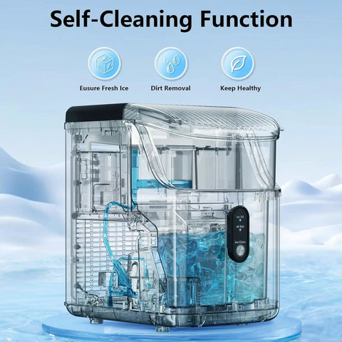 Chewable Nugget Ice Maker Countertop With One Touch Operation, Self Cleaning, Fast Ice Making Up To 34 Lbs Per Day, Slick Silver