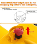 Emergency stop button instruction on 3300Lb Electric Pallet Jack With Li-ion Battery And Split Rocker Arm Forks Measure 48 By 27 Inches