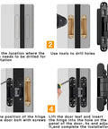 Installation process of Hidden Door Hinges Pack Of 2, 6 Inch, Upgraded Invisible Concealed Hinge System, Heavy Duty for secret doors.