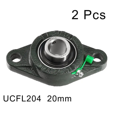 Workhorse Pillow Block Bearing UCFL204 20mm Bore with cast housing two bolt flange on white background