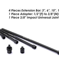 Three Eighths Inch Drive Impact Socket Set, 87 Piece Deep And Standard SAE And Metric, CRMO Steel, extensions and adapters