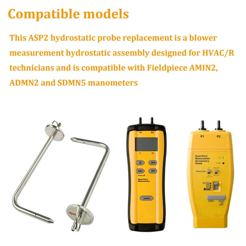 2 Pack Static Pressure Probes for HVAC Systems and Pitot Tubes, Compatible with Fieldpiece JL3KM2 SDMN5 SDMN6 ADMN2, pull-ring design