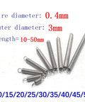 Extension And Compression Springs Kit With Steel Dual Hook Tension Springs 0.4mm Wire Diameter 3mm Outer Diameter 10-50mm Length 10 Pieces