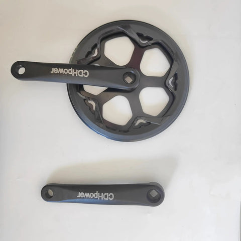Top view of Ride-Ready Bike Crankset With 48T 52T Chainring And Chain Cover, 170mm aluminum alloy arm, steel chainring