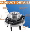Pair Drop-In Front Wheel Hub Bearing Assembly With ABS Sensor For 2002-2005 Ford Explorer, 2003-2005 Lincoln Aviator, And 2002-2005 Mercury Mountaineer, 5 Lug, Direct-Fit Replacement with detailed labels.