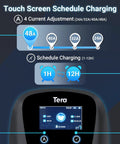 Tesla Level 2 EV Charger J1772 48A Adjustable 240V with touch screen for current adjustment and schedule charging.