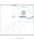 Diagram of Verona Bronze Ceiling Medallion With Aged Gold Leaf Accents For Chandelier Or Light Fixture, 18in diameter above table.