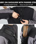 Lightweight Back Archery Quiver With Foldable Compact Hip Bag Dual Use Design showing padded strap and arrow holder on shoulder