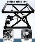 Rock Solid Electric Scissor Lift Table With Adjustable Height And Wireless Remote Control For Tough Material Handling Jobs Up To 150KG. Scissor lift table showing lift mechanism.