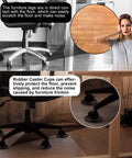 Chair on caster cups from 8 Piece Furniture Wheel Stopper Set With 2x2 Inch Round And 3x3 Inch Square Caster Cups Non Slip Prevents Sliding For Sofas Beds Chairs And Desks And More Fits Most Wheels Under 4 Inches, protecting floor from scratches