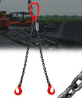 Heavy Duty Double Leg Chain Sling With Grab Hooks, 5 Foot Length And Five Sixteenth Inch Chain, Lifting Up To Three Tons, G80