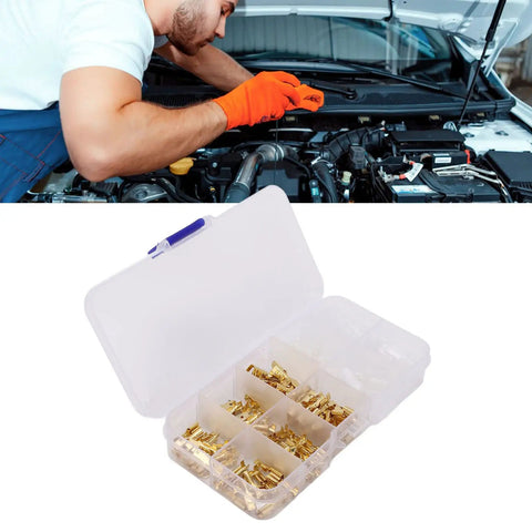 Kick Your Electrical Gear Into High Gear With This 135Pc Cold Pressed Spade Terminals Kit Featuring Durable Brass Male And Female Connectors In 2.8 4.8 And 6.3mm Sizes For Rock Solid Wiring On Cars Machinery And Heavy Duty Power Projects That Never. brass spade terminal kit in plastic case for car wiring
