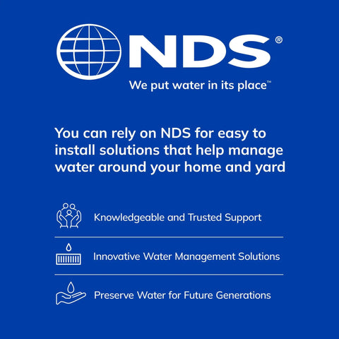 NDS logo with tagline 'We put water in its place' and text promoting water management solutions and support services.