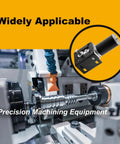 Widely applicable durable DC motor mounting bracket for precision machining equipment.