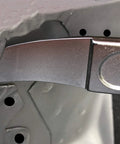 Close-up of 4140 steel pry bar for sheet metal panel removal.