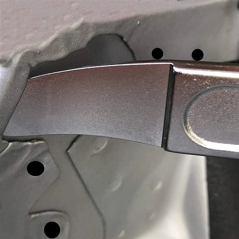 Close-up of 4140 steel pry bar for sheet metal panel removal.