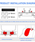 Installation diagram for Snazzy Car Headrest Neck Pillow For Mini Cooper Se Convertible John Cooper Works Electric with steps.