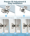 Smooth As Butter Soft Close Cabinet Hinges For Face Frame Doors Half Inch Overlay Concealed Hardware shown in installation steps.
