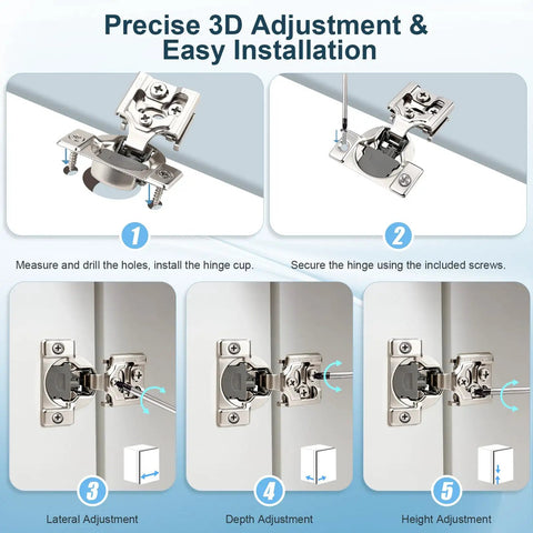 Smooth As Butter Soft Close Cabinet Hinges For Face Frame Doors Half Inch Overlay Concealed Hardware shown in installation steps.