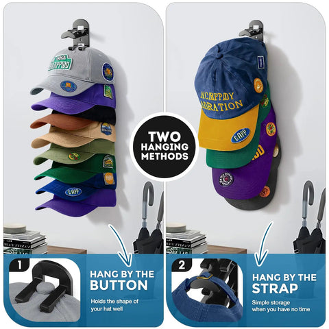 Solid 2 Pack Hat Organizer For Baseball Caps And Dad Hats Holds Up To 20 Fits Without Crushing Your Gear Clever Spaced Design Keeps Your Collection Fresh Hassle Free Screw Or Tape Mount For Closets And Game Rooms