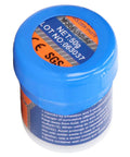 Premium No Clean Solder Paste Sn63 50g jar for SMT PCBA LED Electronics Repair and Assembly labeled with lot number.